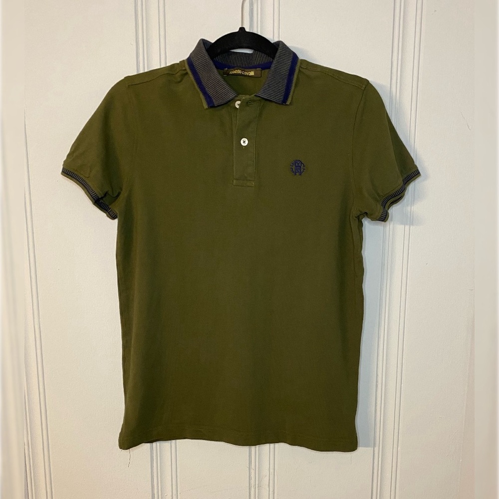 Roberto Cavalli Dark Olive Polo Shirt